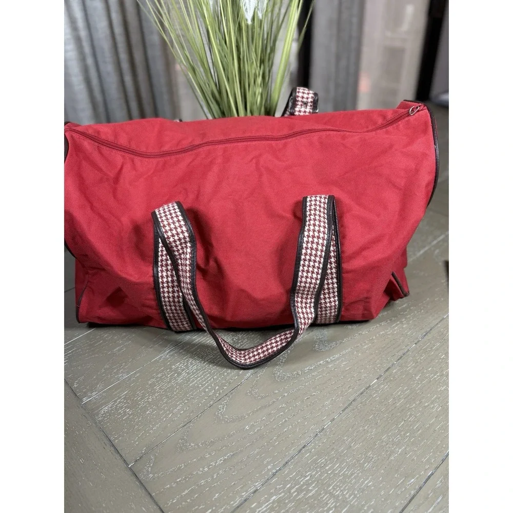 Vintage Tommy Hilfiger Red Tote Duffle Bag houndstooth Straps 90s Fashion‎